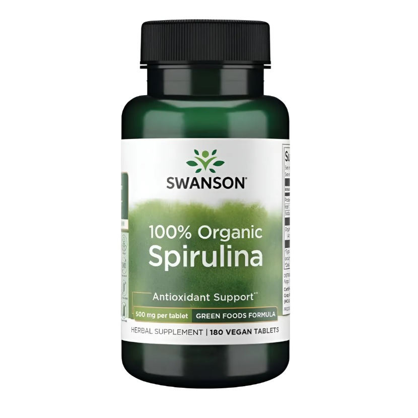 Espirulina 100% Orgánica 500mg 180 Tabletas Apoyo Antioxidante Sin Sabor