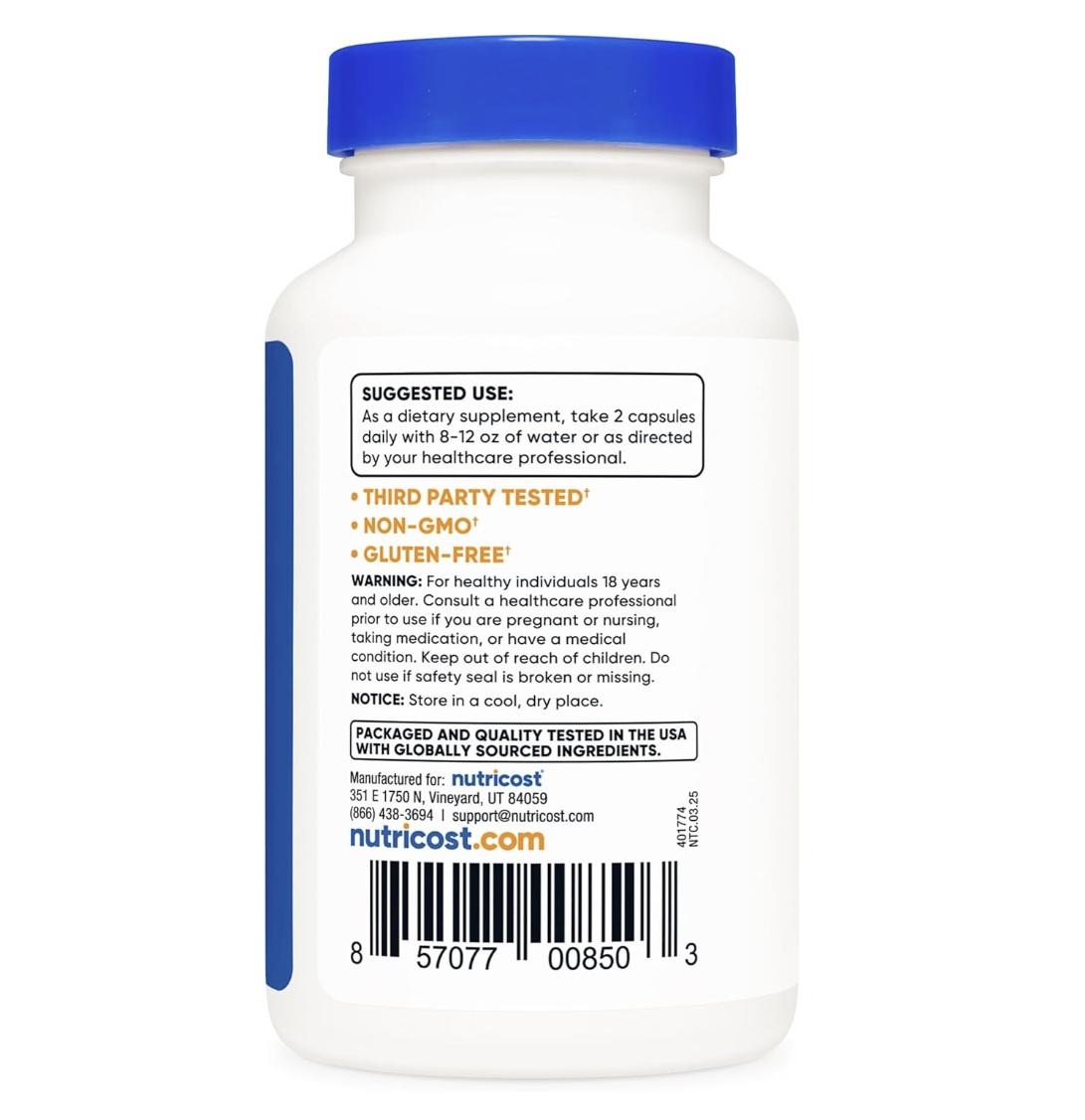 Suplemento Nutricost De Carbón Activado 520 Mg 120 Cápsulas