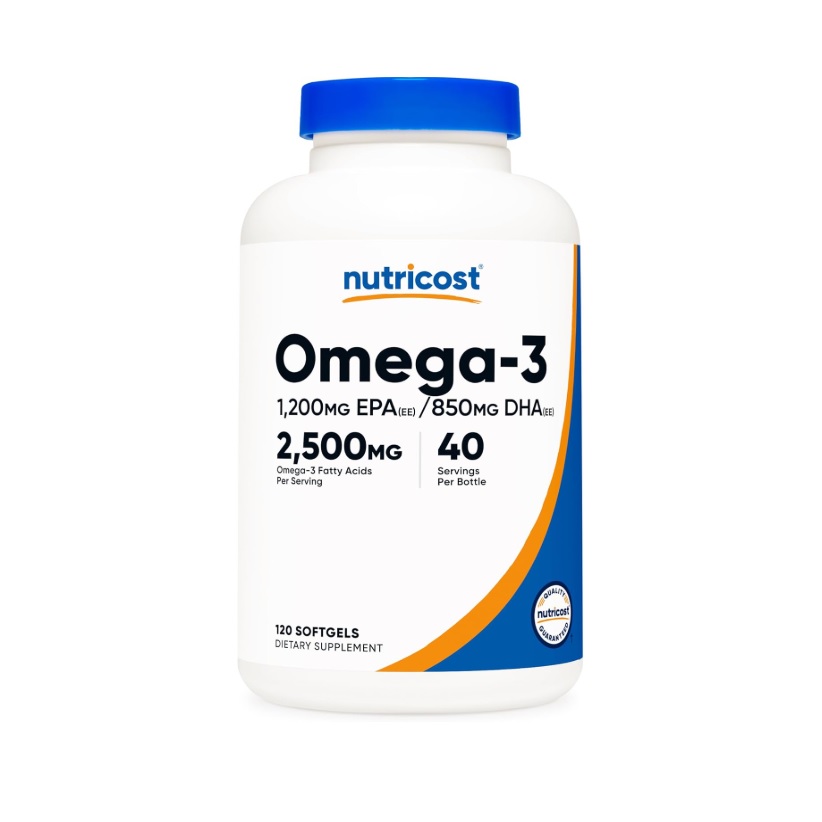 Nutricost Omega-3 2500 Mg 120 Cápsulas Epa 1200mg Dha 850mg Sin Sabor