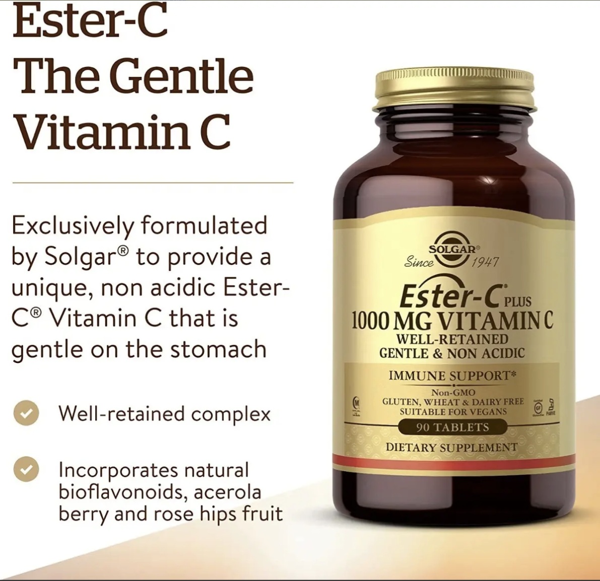 Solgar Ester-c Plus Vitamina C 1,000mg 90 Tabletas