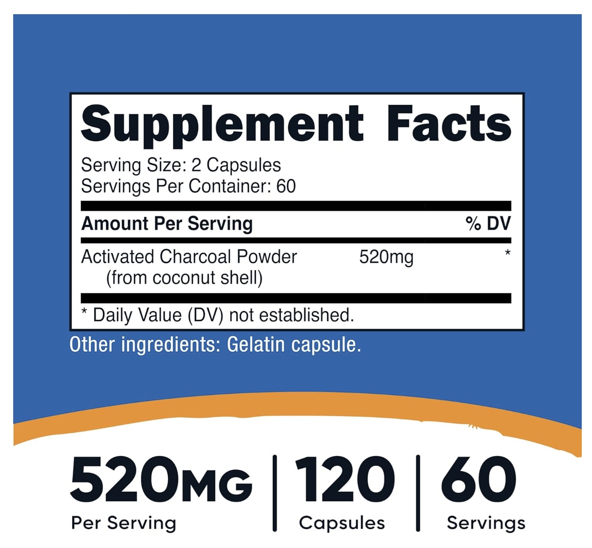 Suplemento Nutricost De Carbón Activado 520 Mg 120 Cápsulas