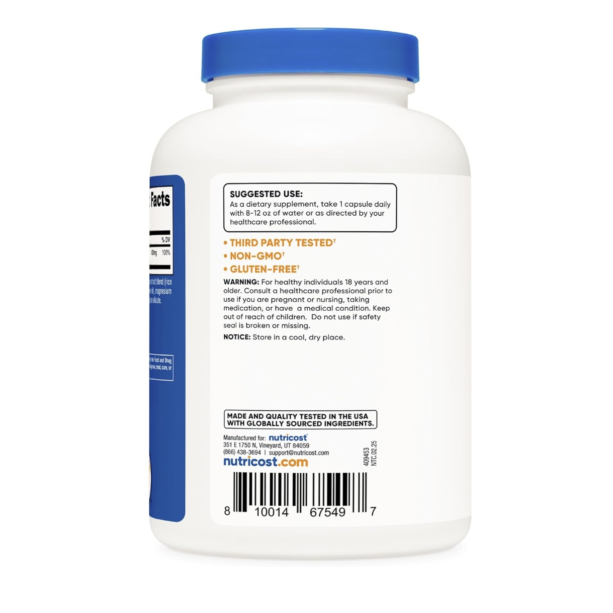 Suplemento Nutricost Óxido De Magnesio 750 Mg 240 Cápsulas