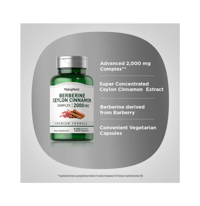 Complejo De Berberina Y Canela De Ceilán 2000 Mg 120 Cápsulas Vegetarianas