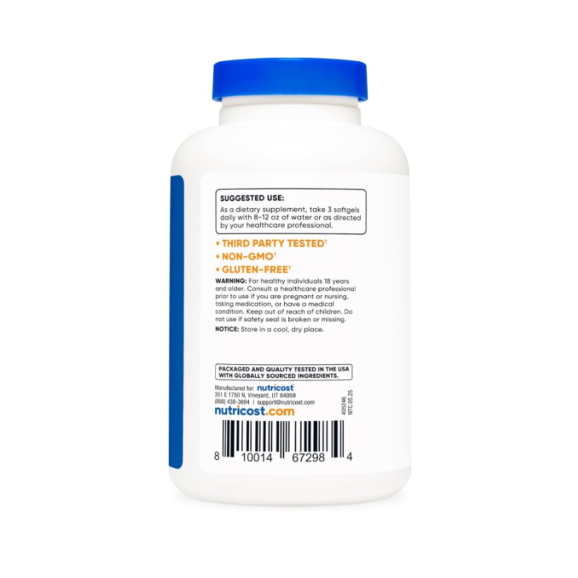Nutricost Omega-3 2500 Mg 120 Cápsulas Epa 1200mg Dha 850mg Sin Sabor