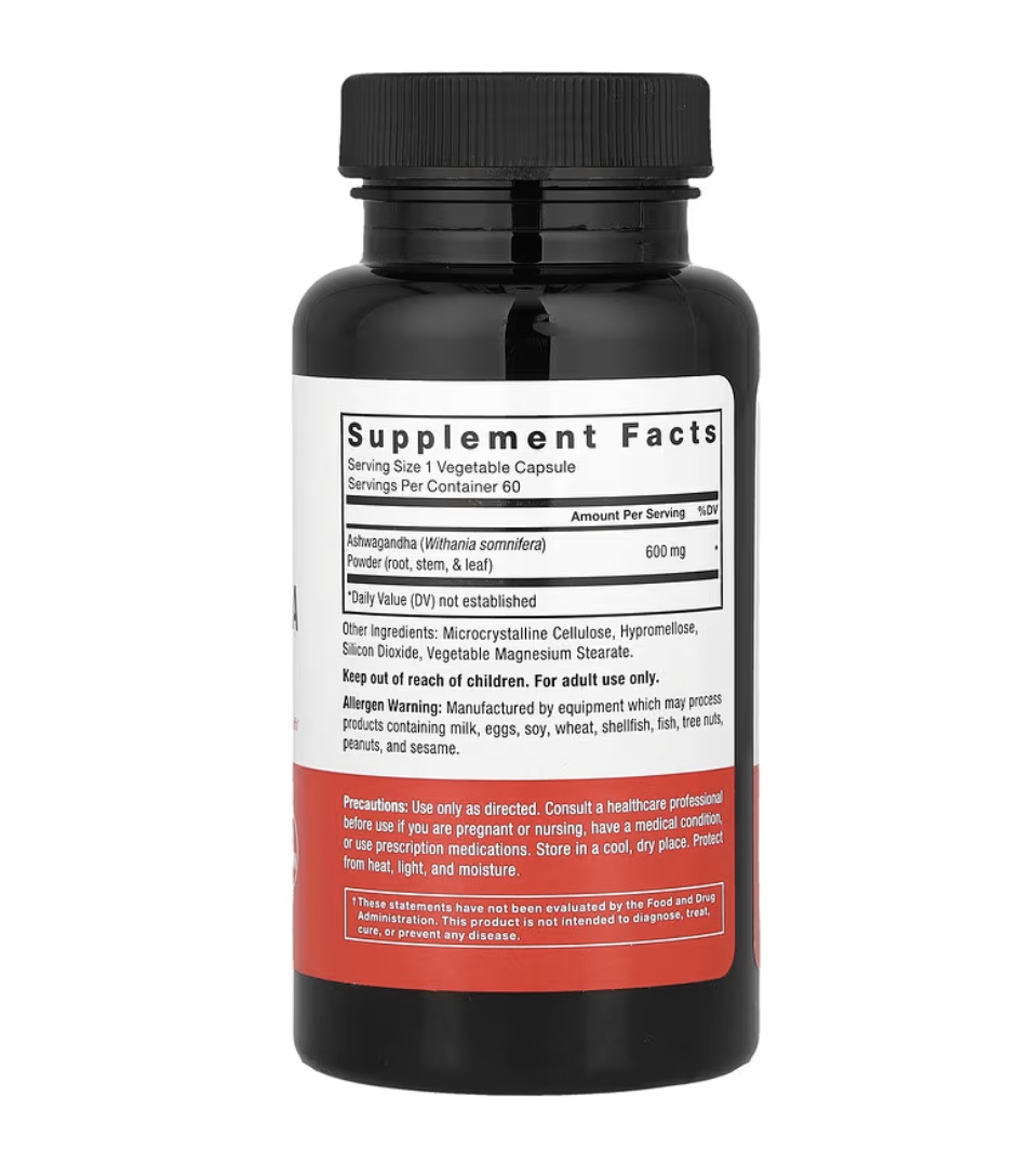 Ashwagandha 600mg 60 Servicios Ayuda Estrés Salud Cognitiva