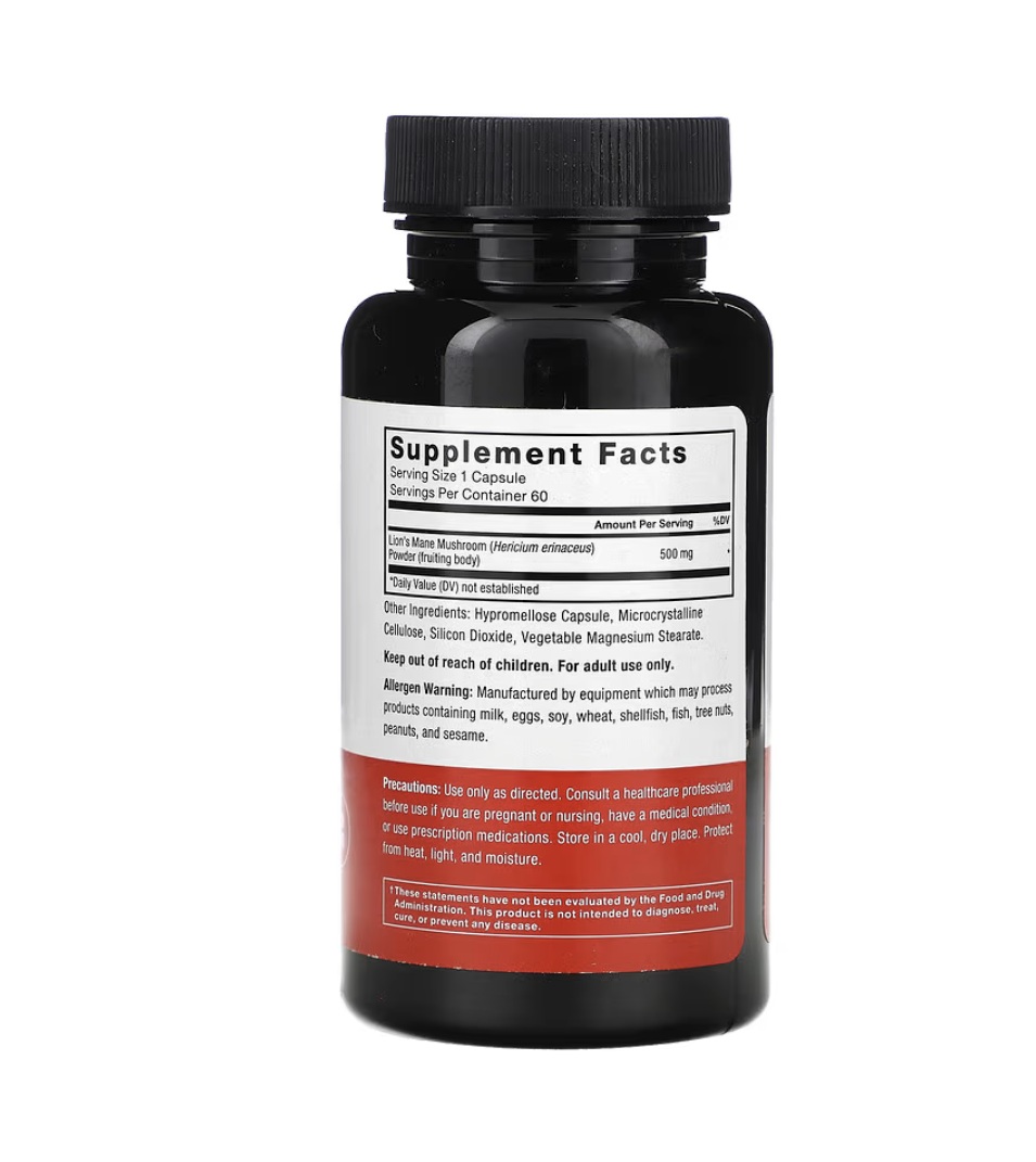 Suplemento Hongo Melena De León 500mg 60 Cápsulas