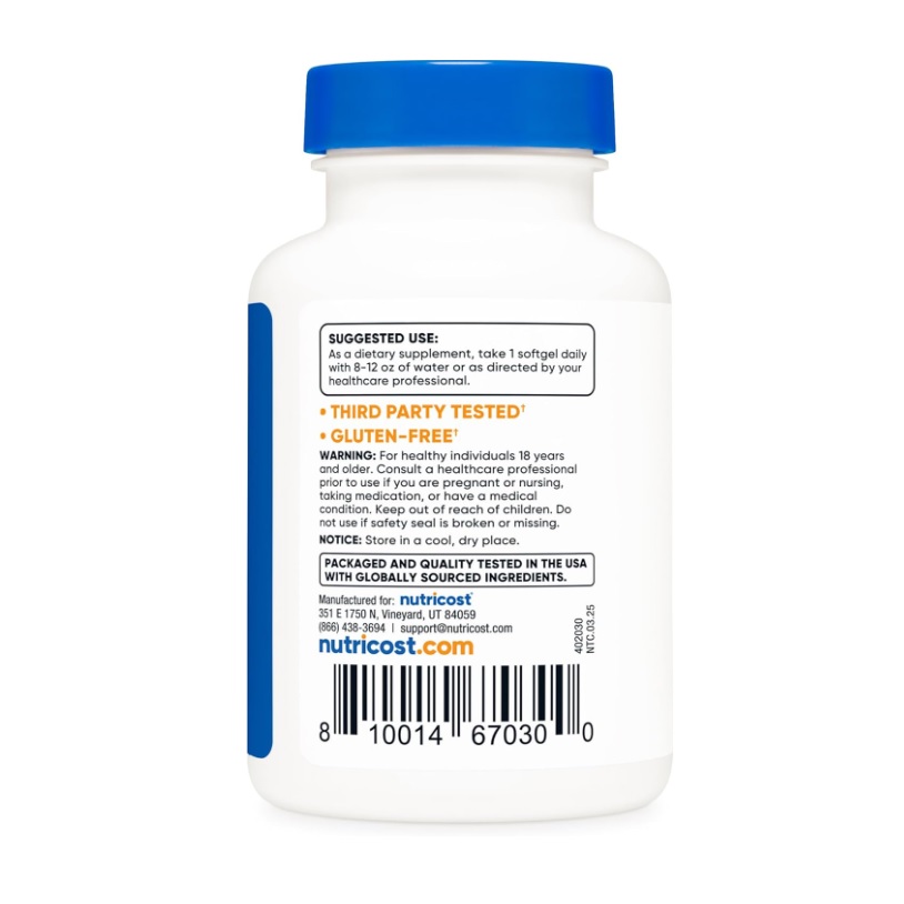 Zeaxantina 4mg Y Luteína 20 Mg 120 Cápsulas Blandas Apoyo Visual Suplemento Nutricost Sin Sabor