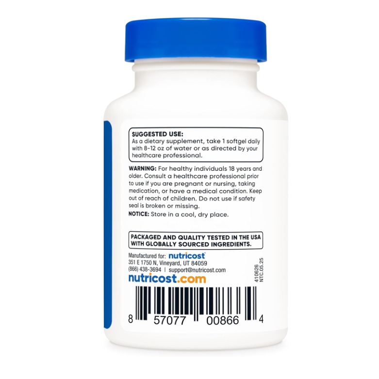 Suplemento Nutricost De Vitamina K2 100mcg + Vitamina D3 125mcg 120 Servicios