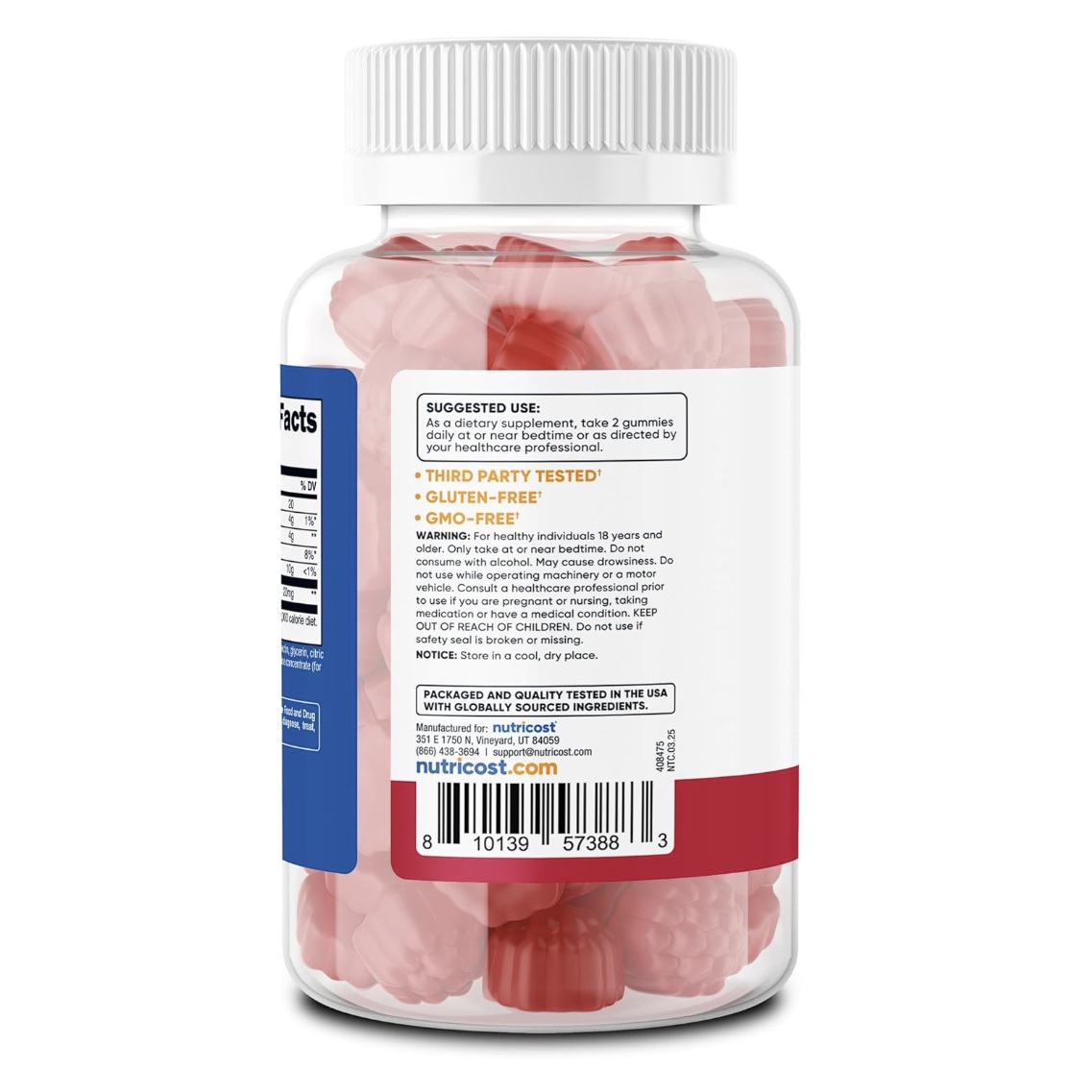 Nutricost Gomitas Con Melatonina Sabor Fresa 180 Gomitas 10 Mg Por Gomita