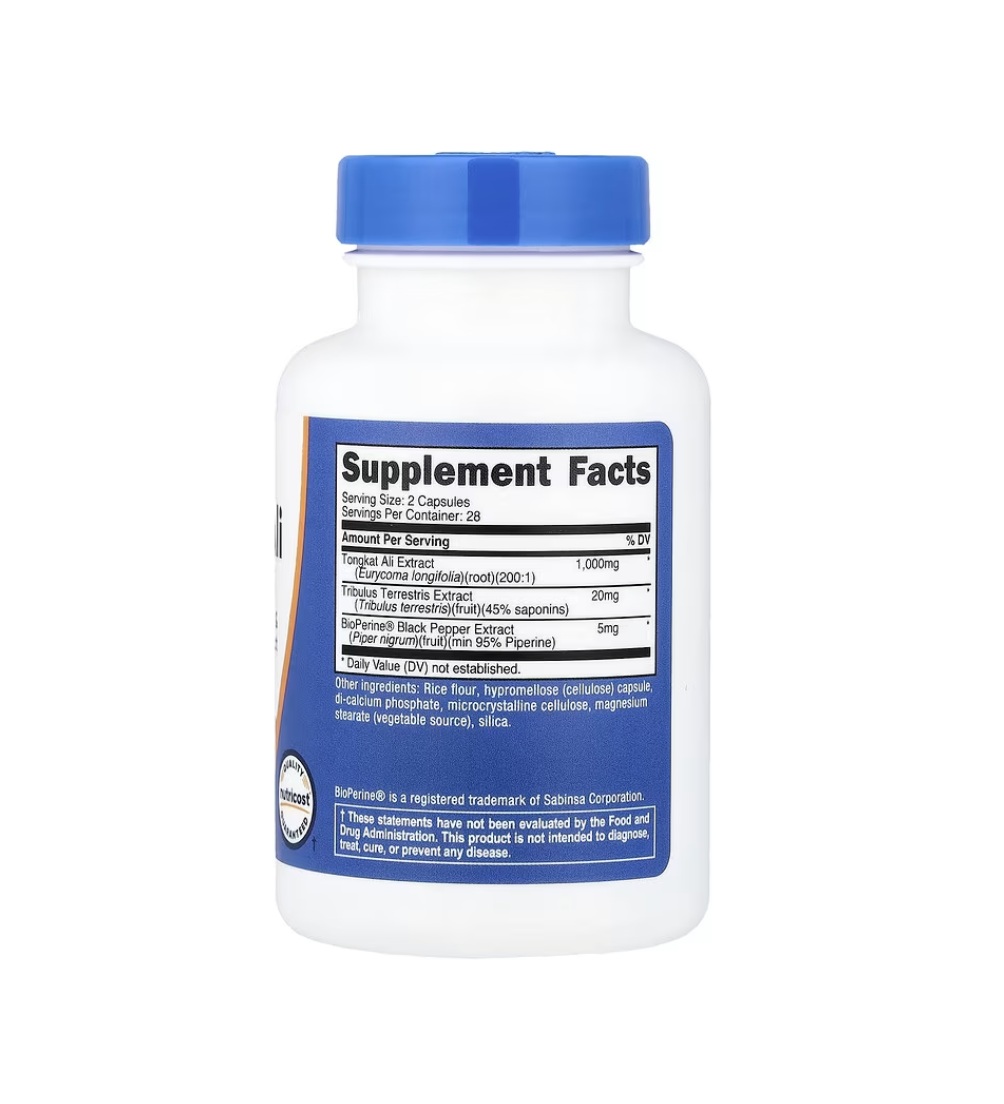 Suplemento Nutricost Tongkat Ali 1000 Mg 56 Cápsulas Sin Sabor