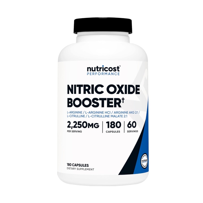 Nutricost Nitric Oxide Booster 180 Cápsulas - 2250mg Por Servicio Con L-arginina Hci L-citrulina Arginina Akg L-citrulina Malato 2:1 Sin Sabor