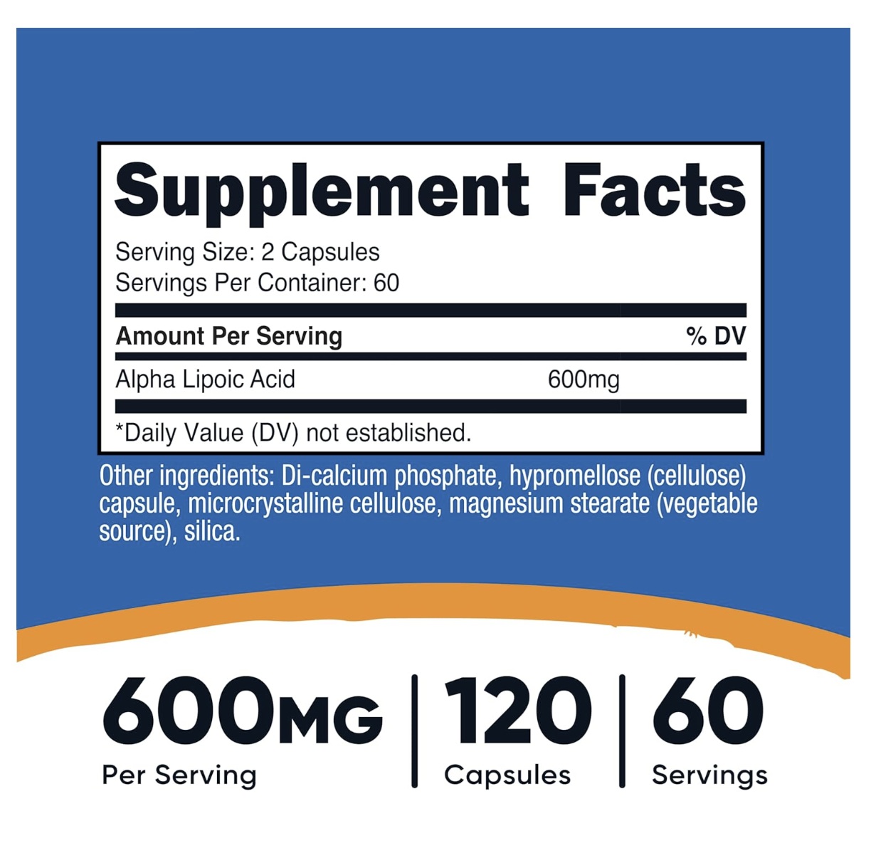 Suplemento Nutricost De Ácido Alfa Lipoico 600 Mg 120 Cápsulas 60 Servicios Antioxidante Universal Sin Sabor