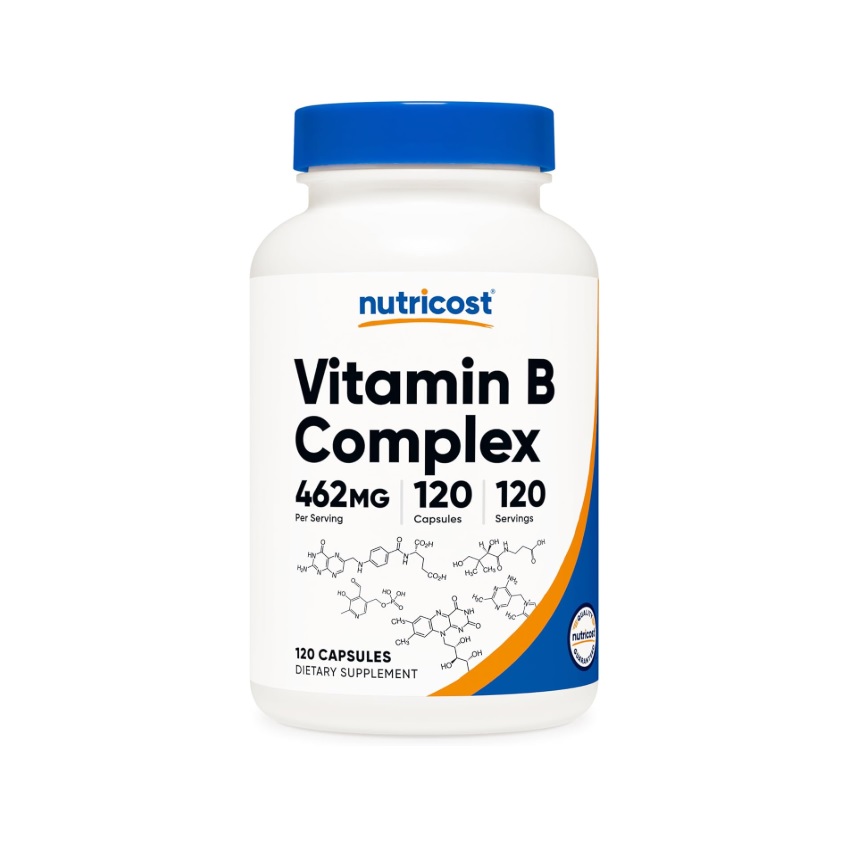 Complejo B 460mg (120 Cápsulas) Nutricost B Complex Vitamina Sin Sabor