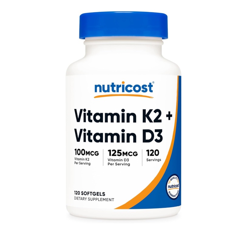 Suplemento Nutricost De Vitamina K2 100mcg + Vitamina D3 125mcg 120 Servicios