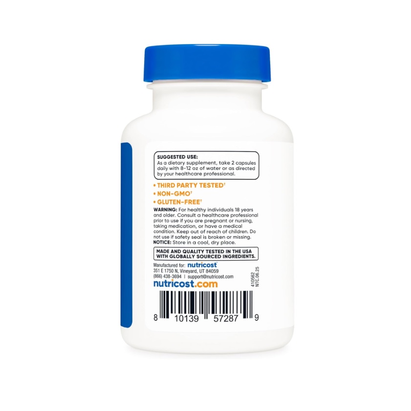 Suplemento Nutricost Berberina Hci 1200mg Por Servicio 60 Cápsulas Sin Sabor