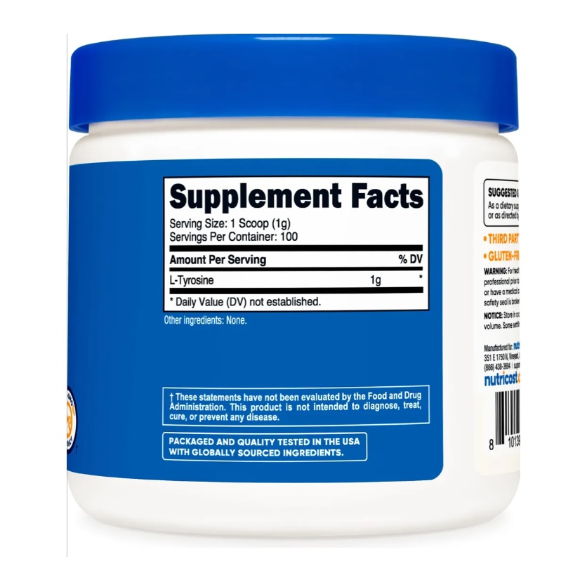 Suplemento Nutricost L-tirosina En Polvo 100g 100 Servicios