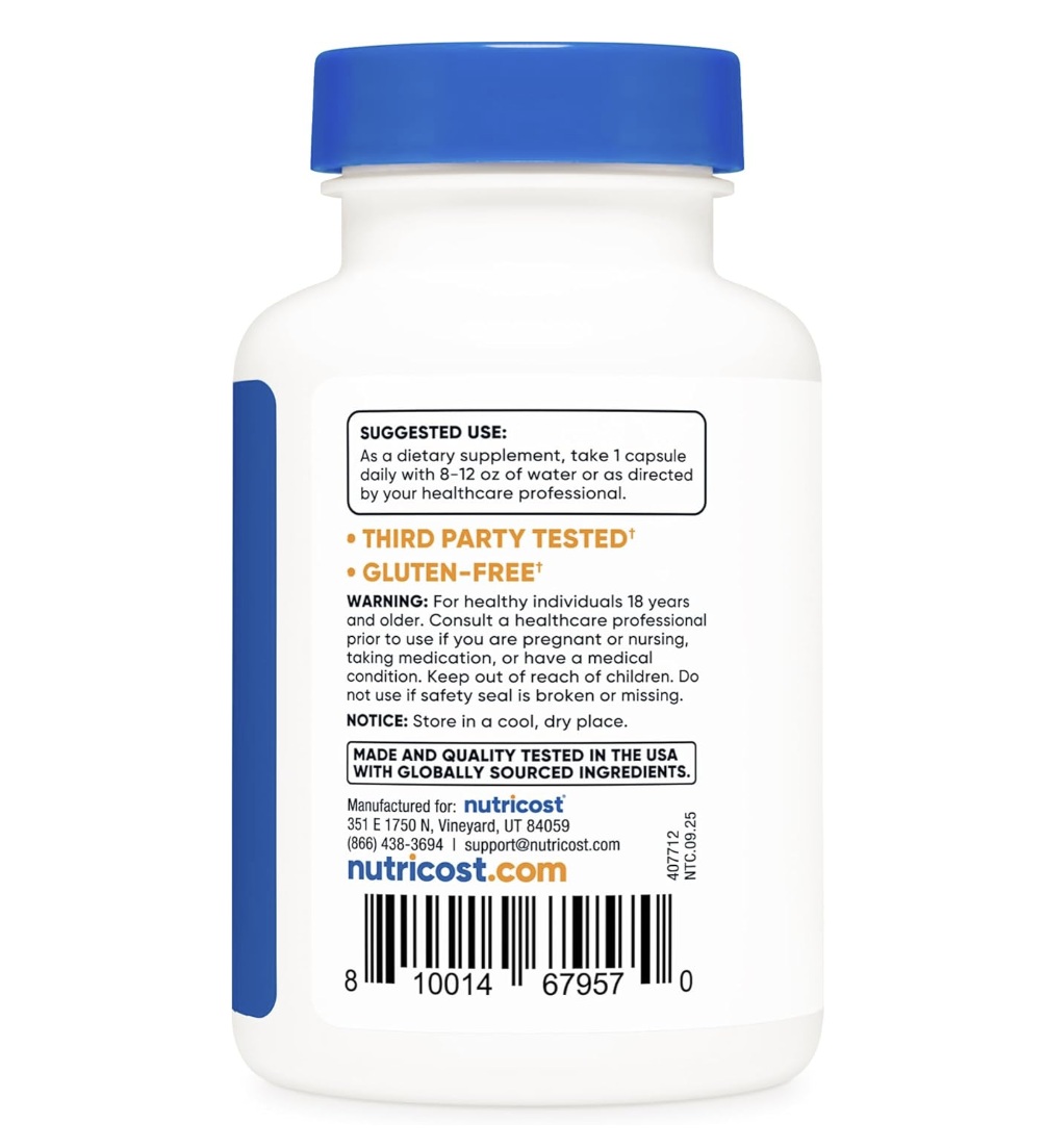 Suplemento Yohimbina Nutricost  5Mg Por Servicio 120 Cápsulas 120 Servicios