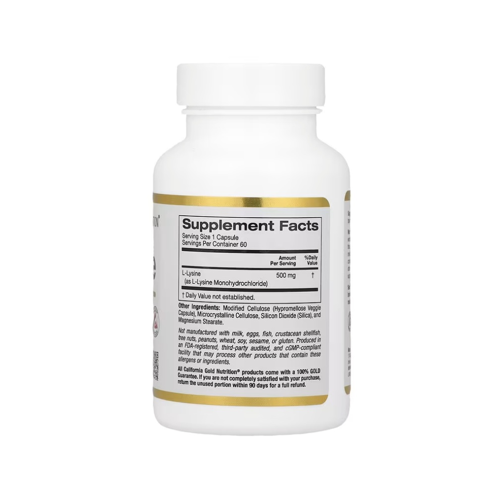 Suplemento L-lisina, 500mg 60 Cápsulas Vegetales Sin Sabor