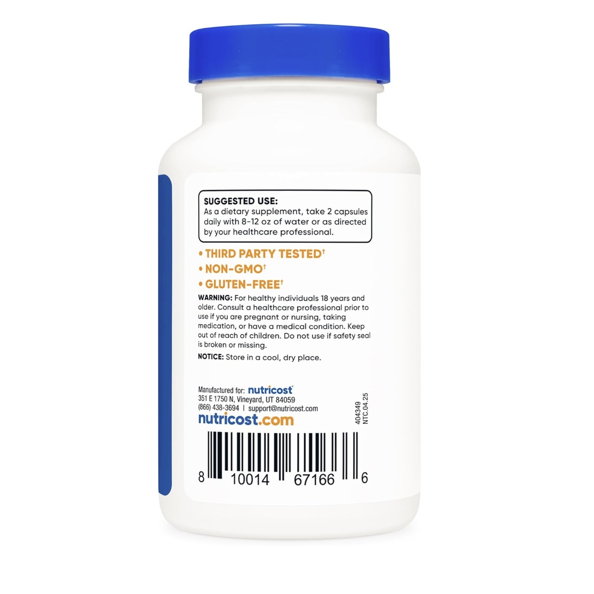 Suplemento Nutricost De Ácido Alfa Lipoico 600 Mg 120 Cápsulas 60 Servicios Antioxidante Universal Sin Sabor