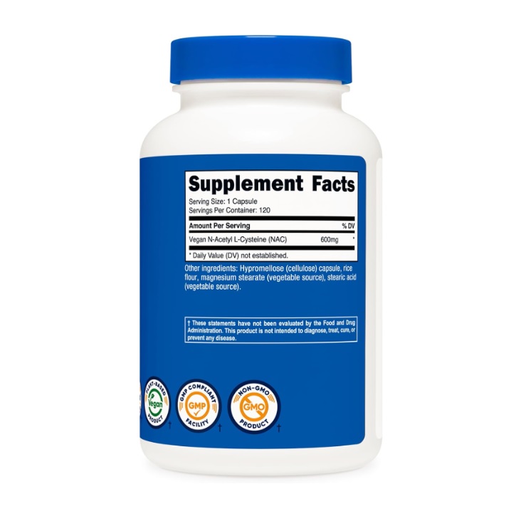 Nutricost N-acetil L-cisteína (nac) 600 Mg, 120 Cápsulas Sin Sabor