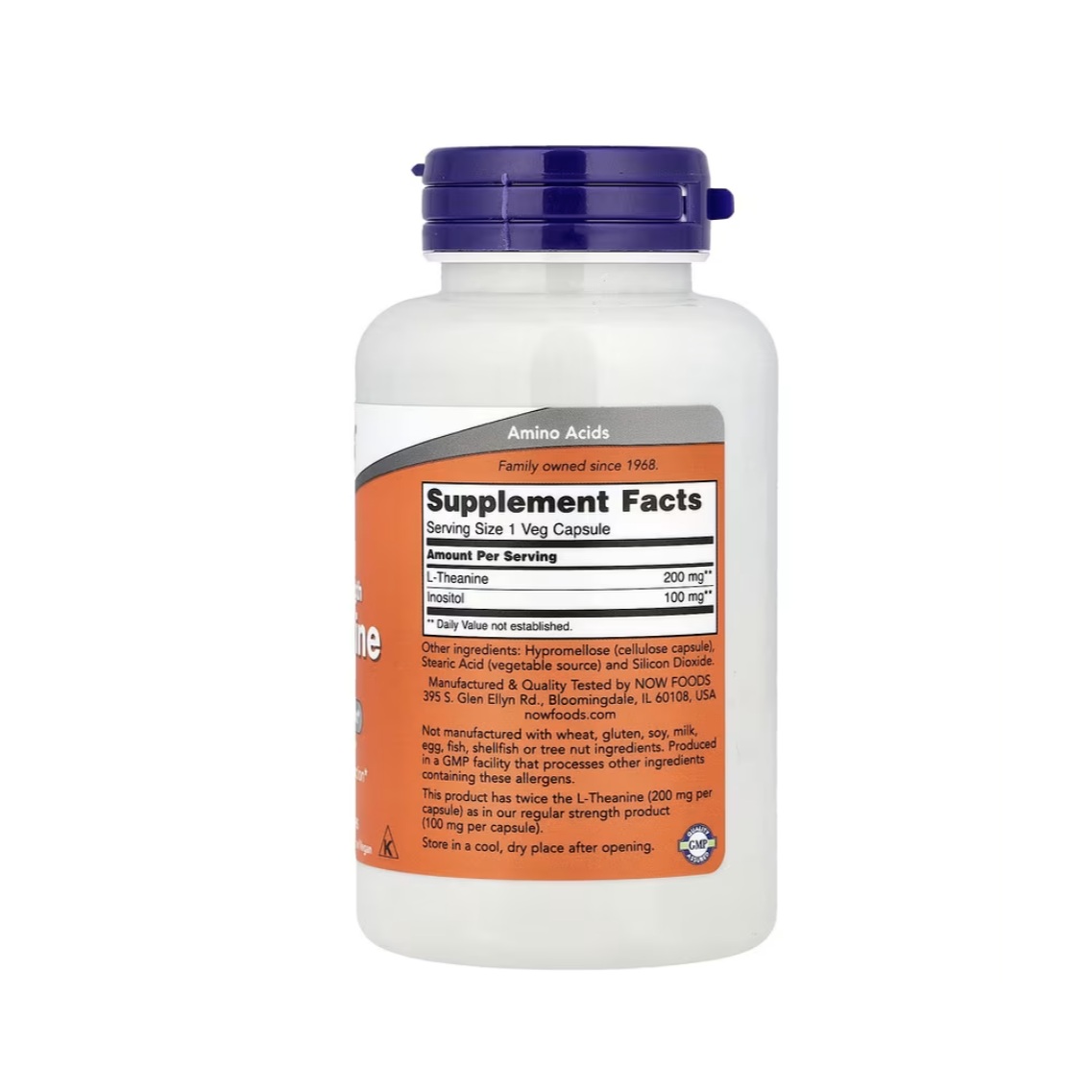 Teanina Doble Fuerza 200mg 120 Cápsulas Con Inositol