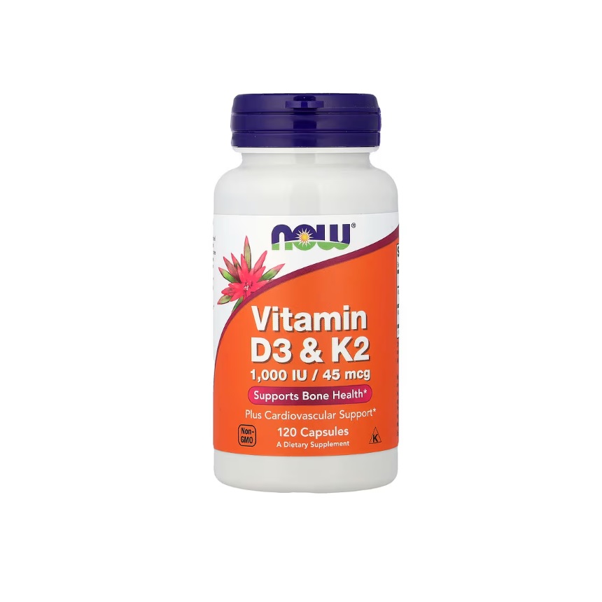 Suplemento De Vitamina D3 Y K2 De Now Foods En Bote, 120 Cápsulas Sin Sabor