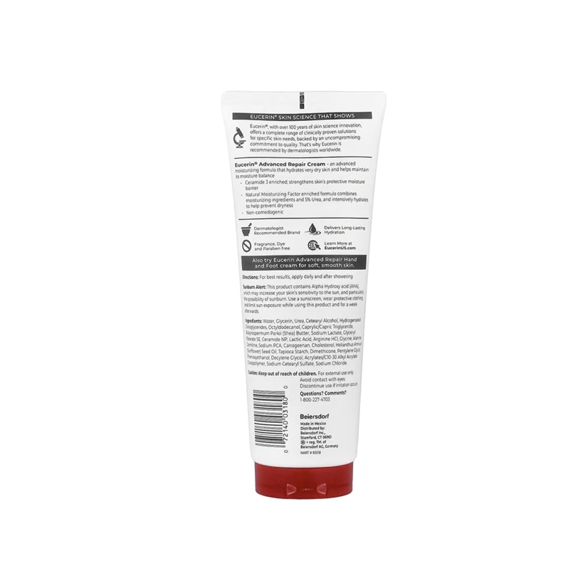Eucerin Crema Corporal Reparadora Avanzada Sin Olor 226 G