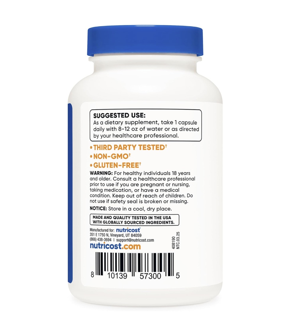 Suplemento De Picolinato De Zinc 50mg 240 Cápsulas Nutricost Sin Sabor