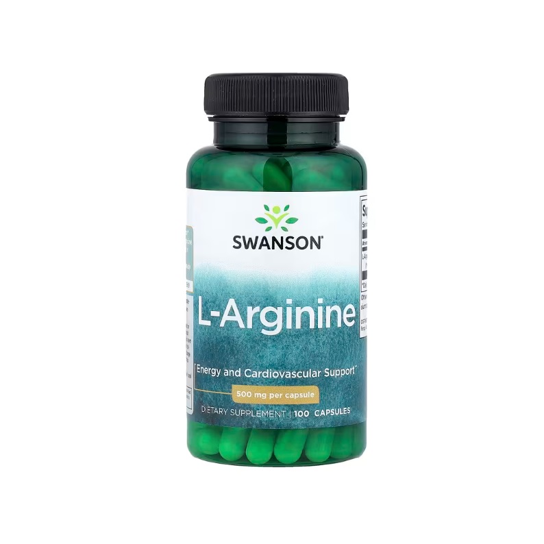 L-arginina 500mg Swanson X 100 Cápsulas Energía Y Apoyo Cardiovascular Sin Sabor