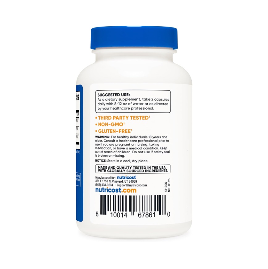 Suplemento Nutricost Tongkat Ali 1000 Mg 120 Cápsulas Sin Sabor