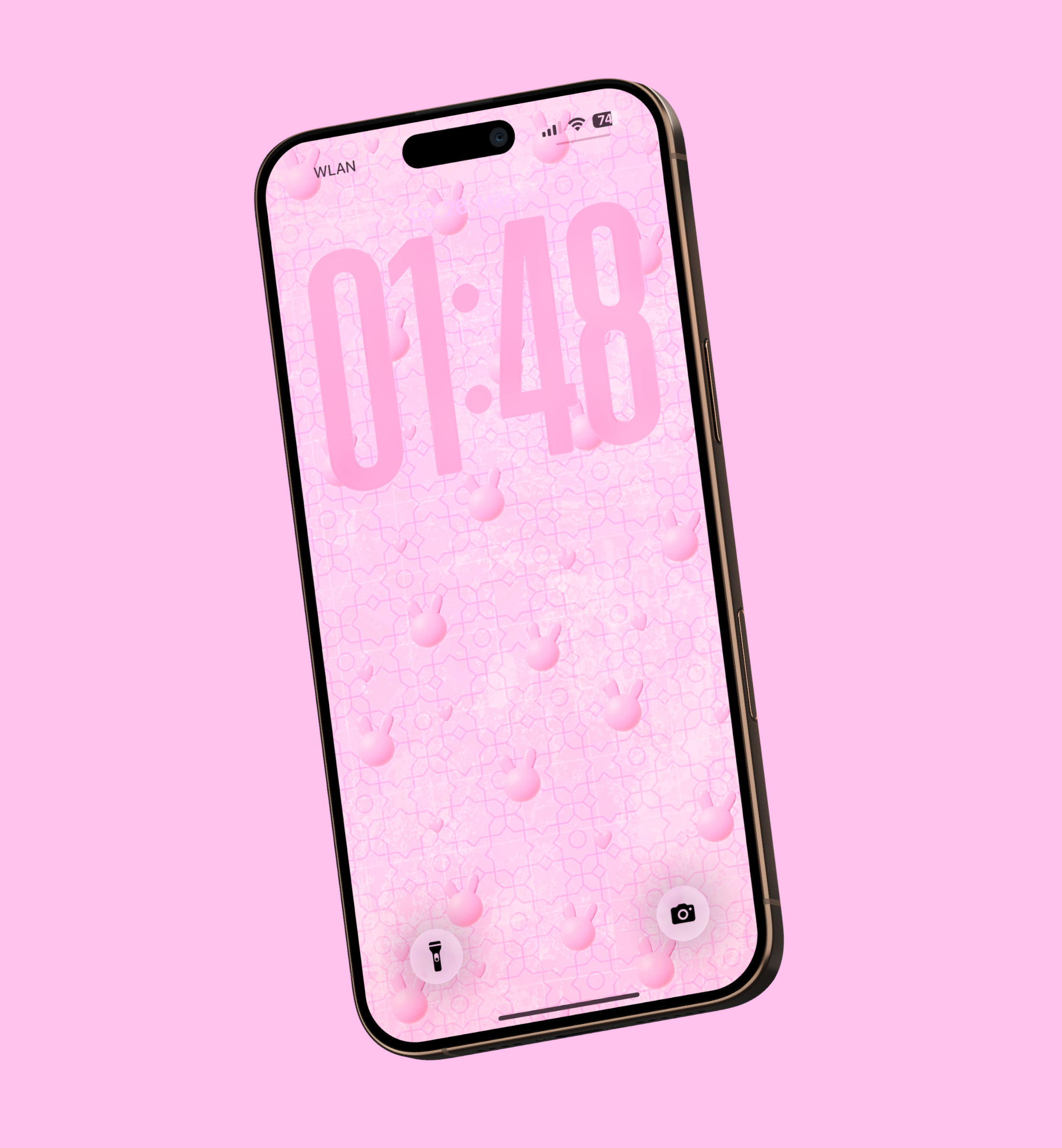 Pink 3D Bunny Hearts Digital Phone Lockscreen Wallpaper 