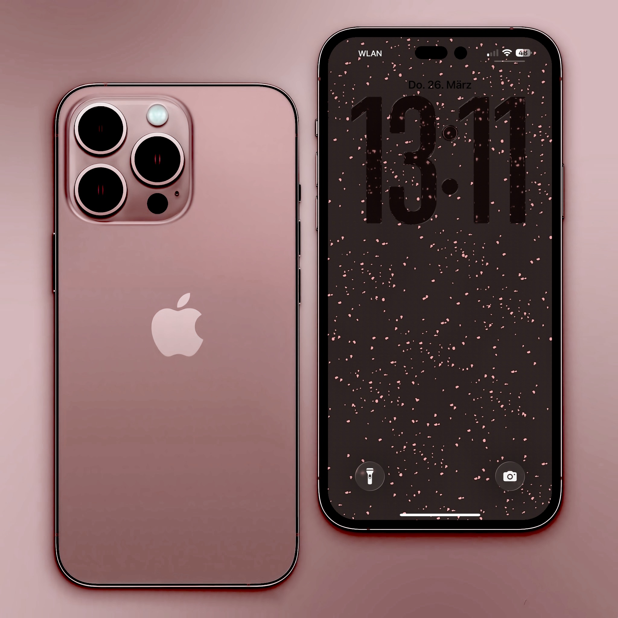 Soft Peach Brown Minimal Digital Phone Lockscreen Wallpaper