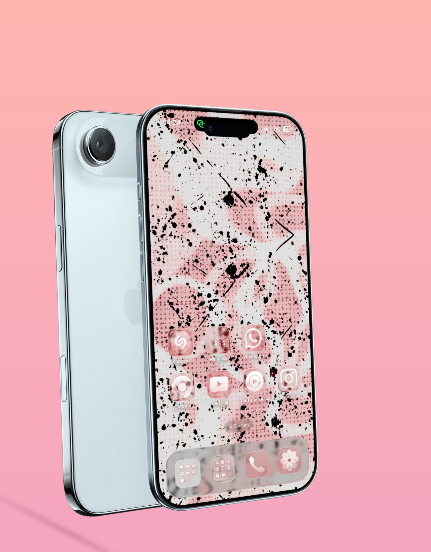 Blush Pink Abstract Modern Art Digital Phone Lockscreen Wallpaper 