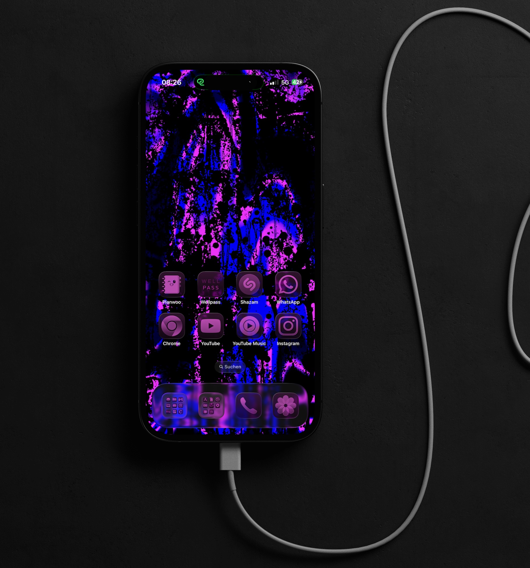 DarkBluePink Abstract Digital Phone Lockscreen Wallpaper 