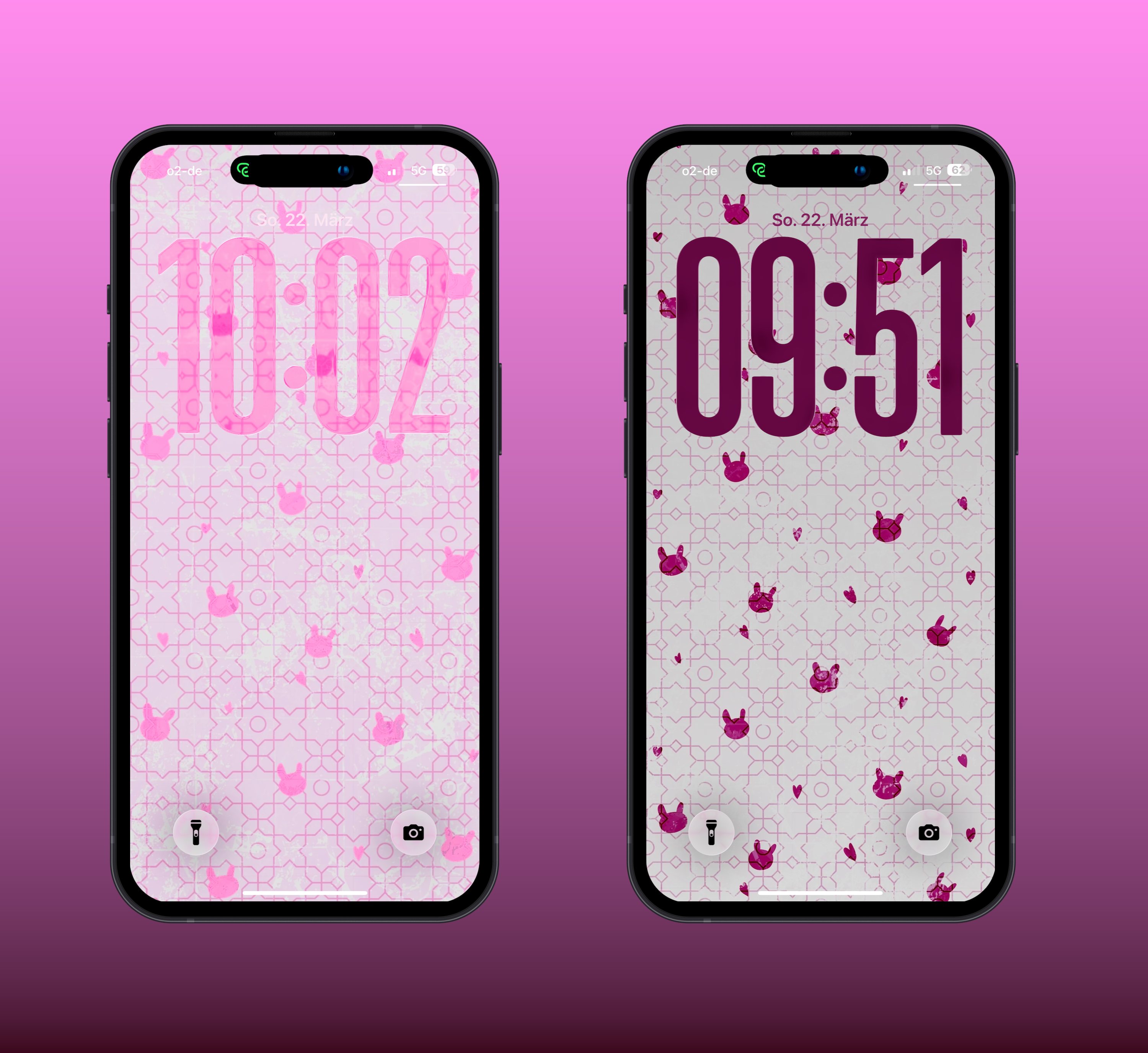 Bunny Hearts Bundle Digital Phone Lockscreen Wallpapers