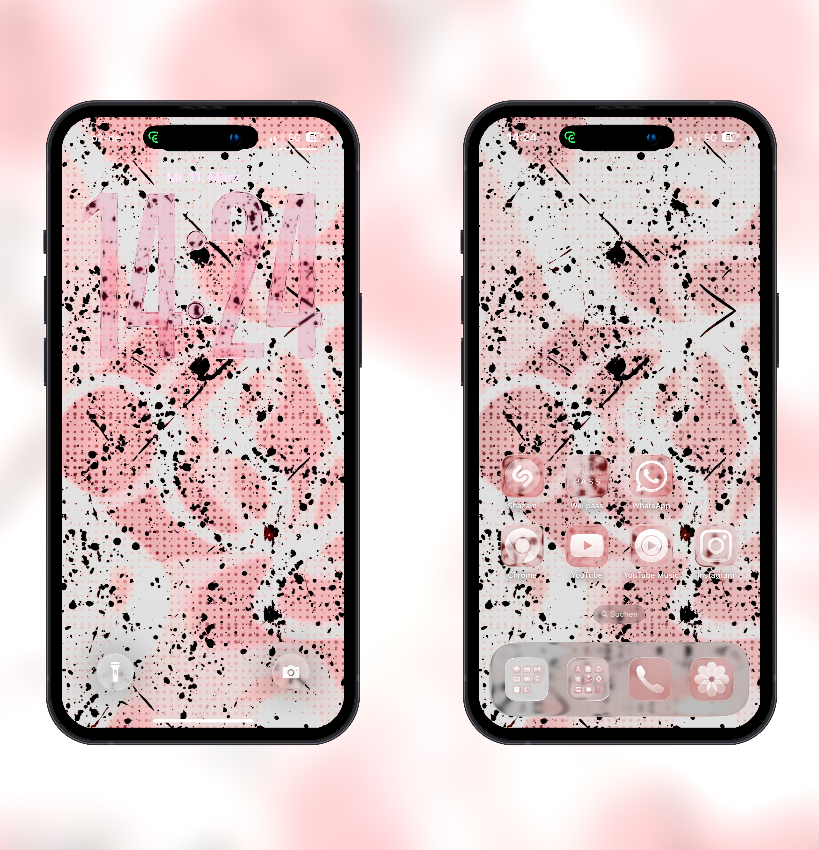 Blush Pink Abstract Modern Art Digital Phone Lockscreen Wallpaper 