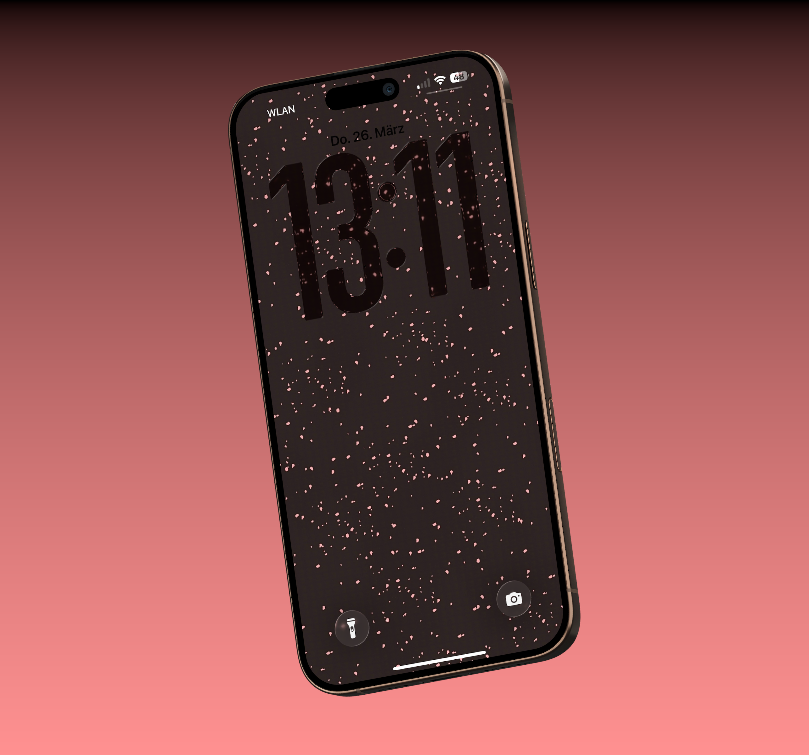 Soft Peach Brown Minimal Digital Phone Lockscreen Wallpaper