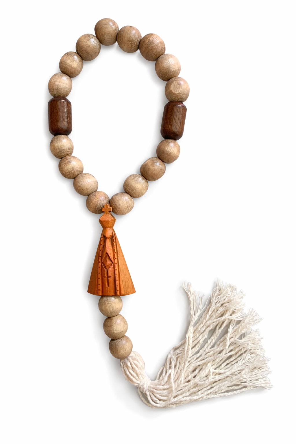 Terço de Madeira com Imagem de Nossa Senhora 