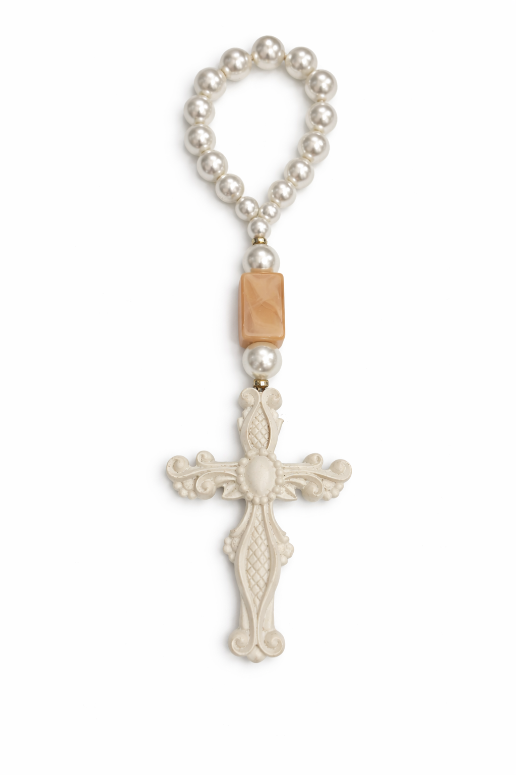 Terço de Pérolas com Cruz Decorativa