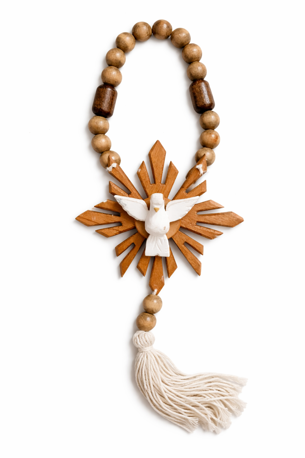 Terço de Madeira com Espírito Santo