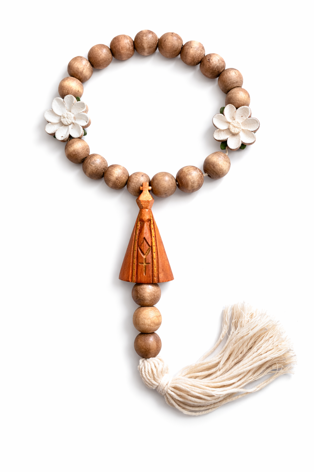 Terço de Madeira com Flores