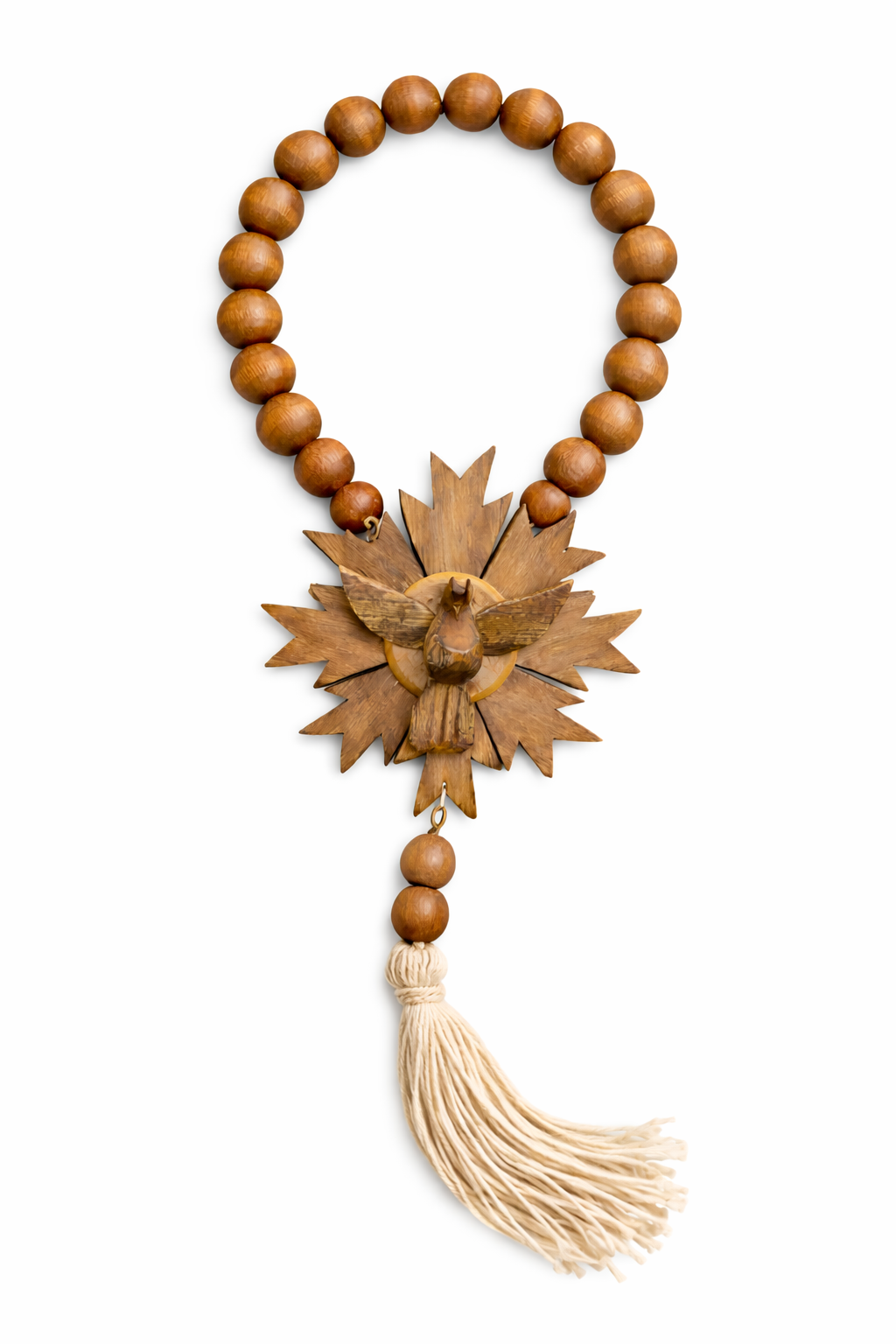 Terço Decorativo Espírito Santo em Madeira