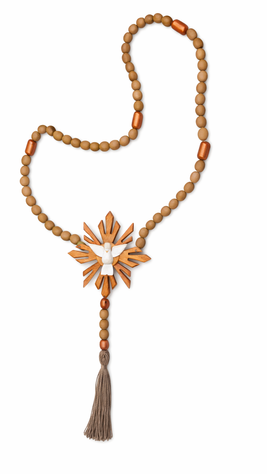 Terço de Madeira com Espírito Santo 70 cm