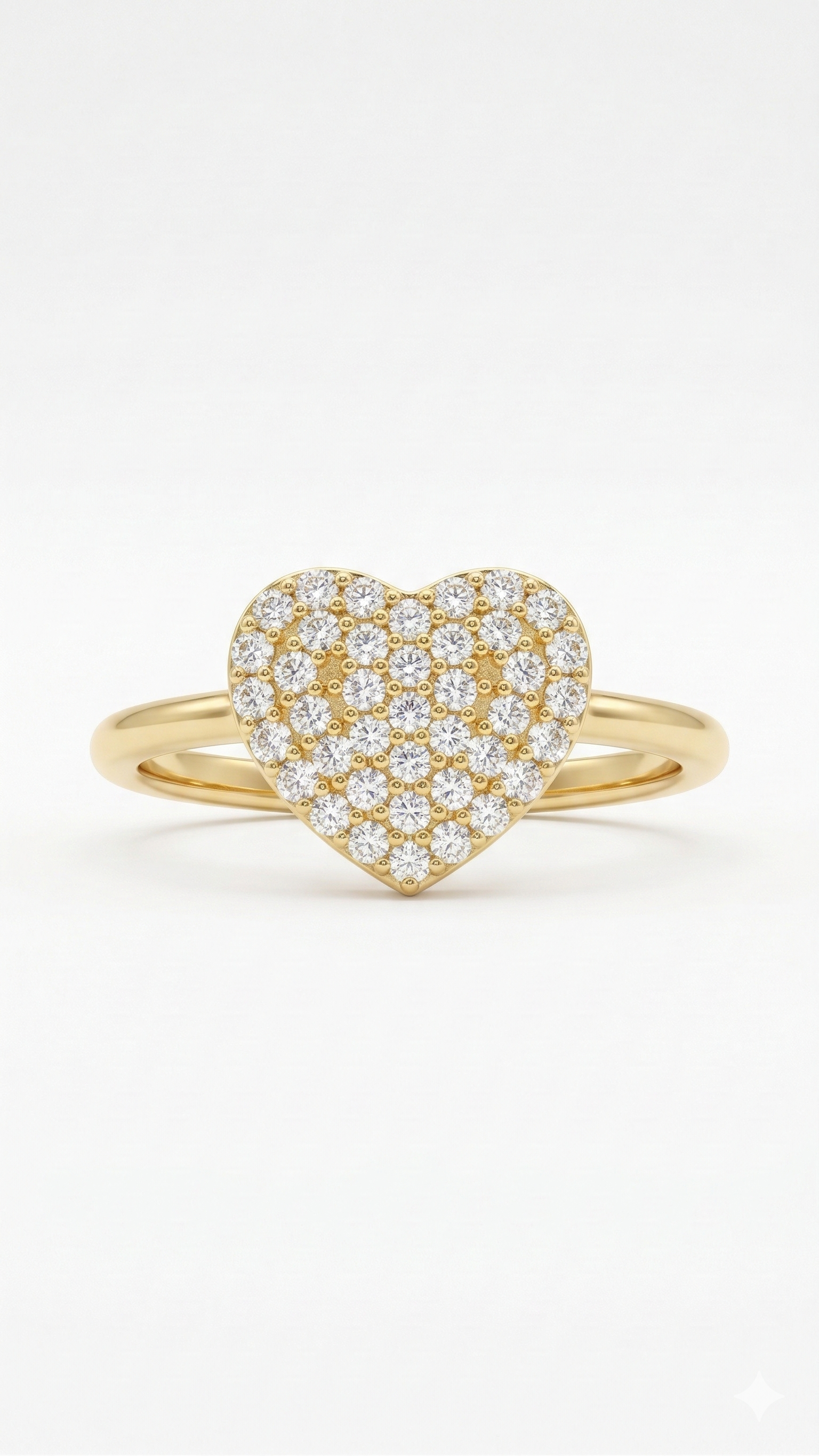 Anel Coração Cravejado em zirconia banhado a ouro 18k  tamanho 18