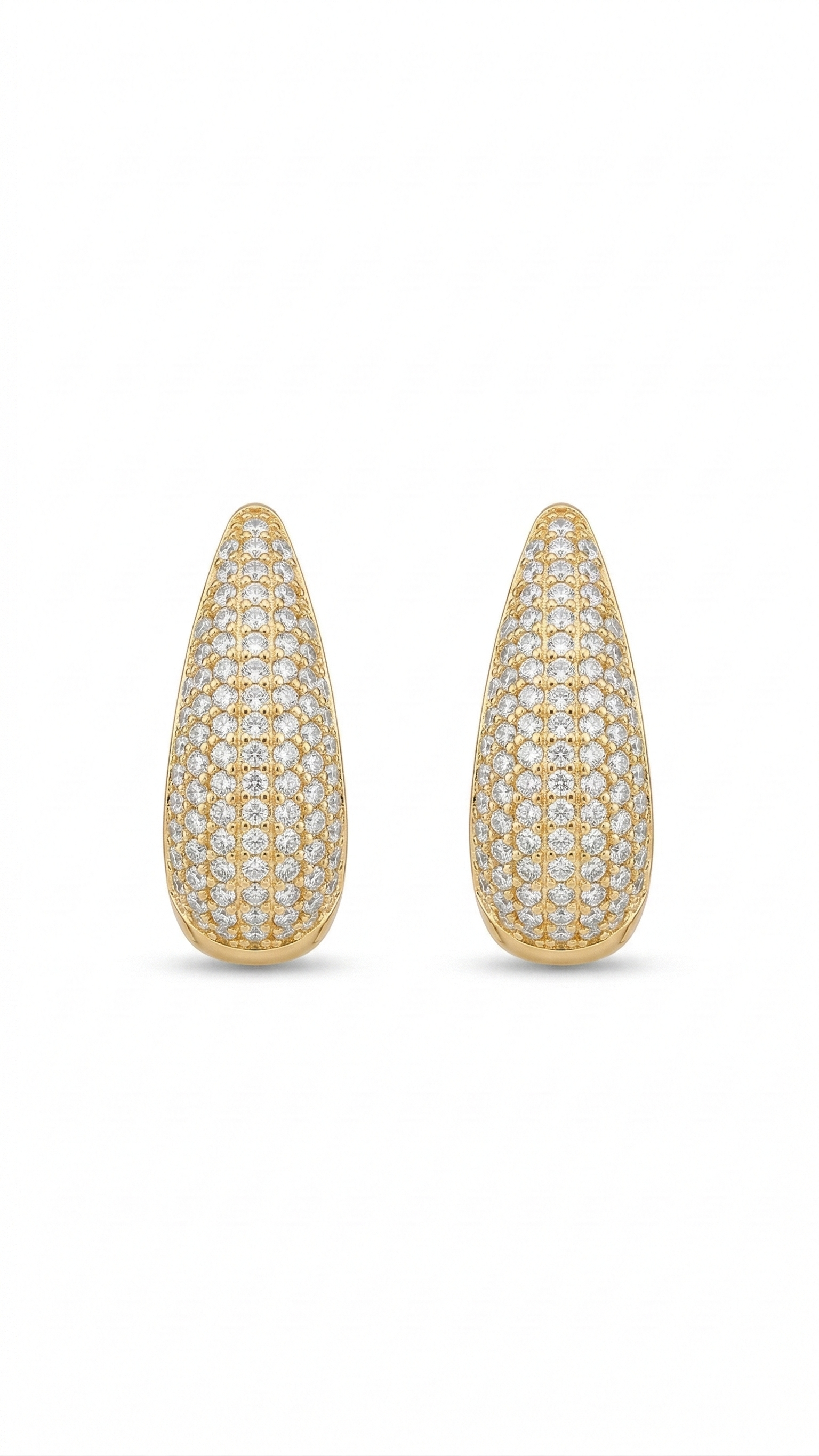 Brincos Gota Cravejado em Zirconia Banhado a Ouro 18k 