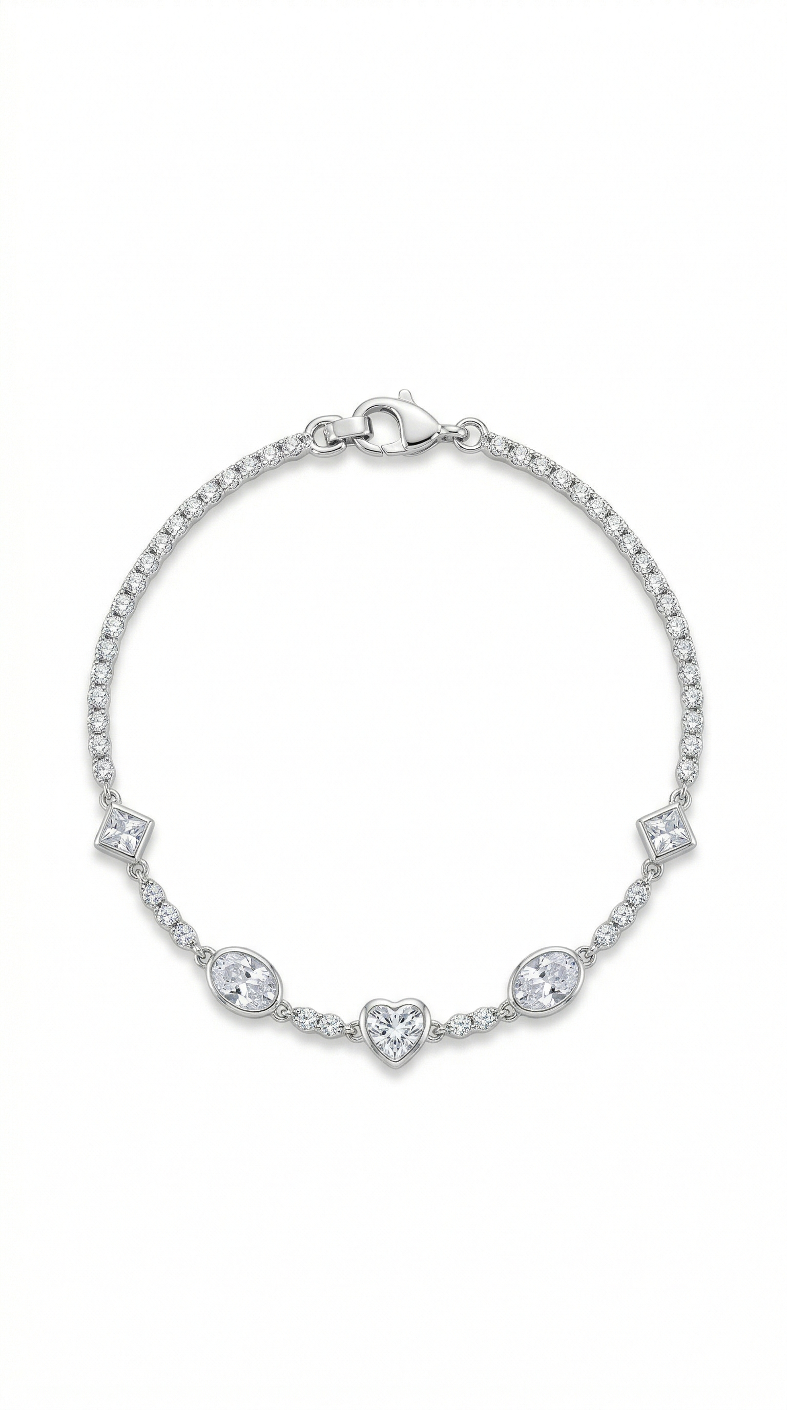 Pulseira Prata Rodio com Zircônia