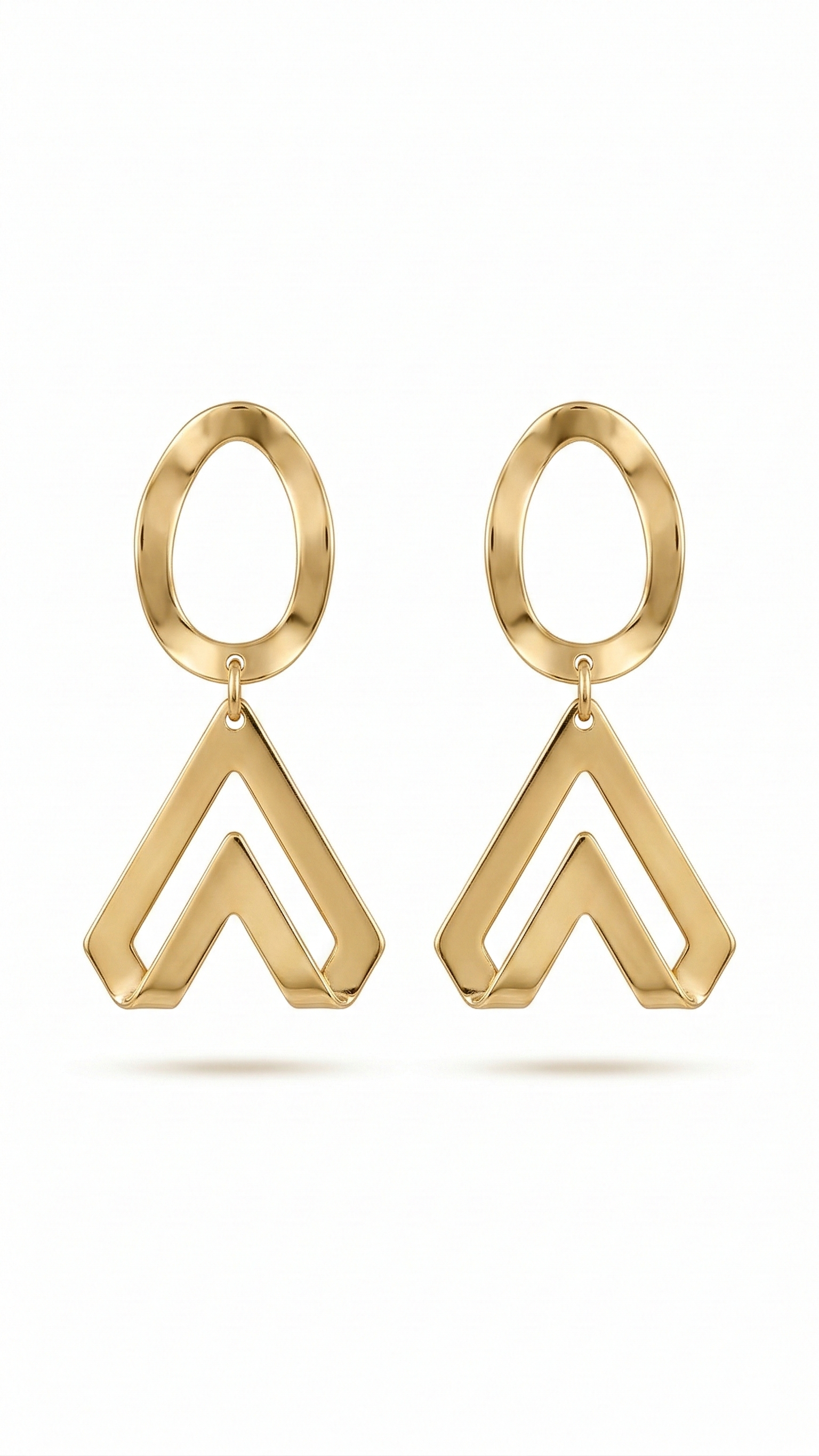 Brinco Geométrico Dourado Banhado a Ouro 18k