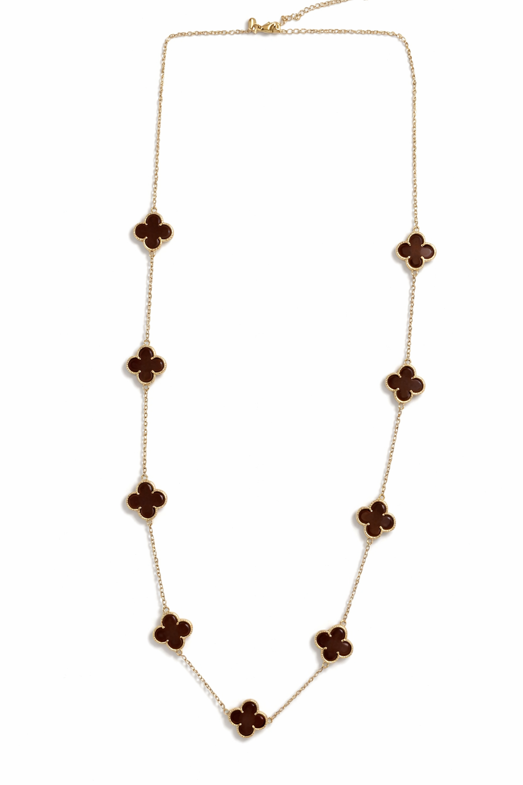 Colar Trévo na Cor Marrom Banhado a Ouro18k