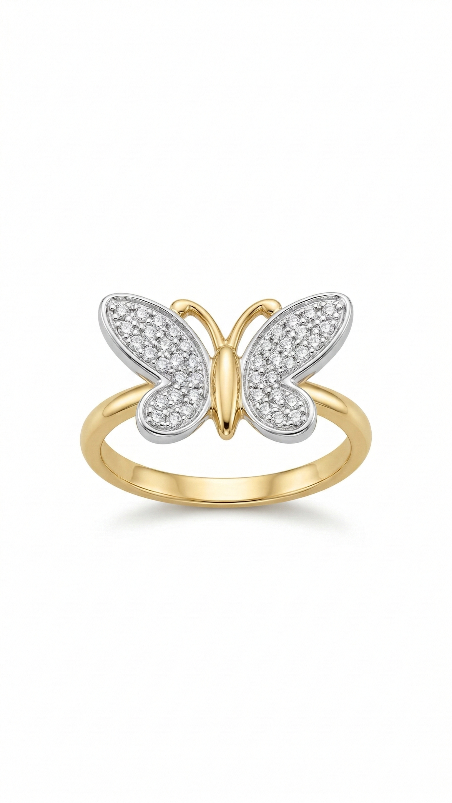 Anel Borboleta Banhado a Ouro 18k borboletas cravejas em zirconias tamanho 20  - 17