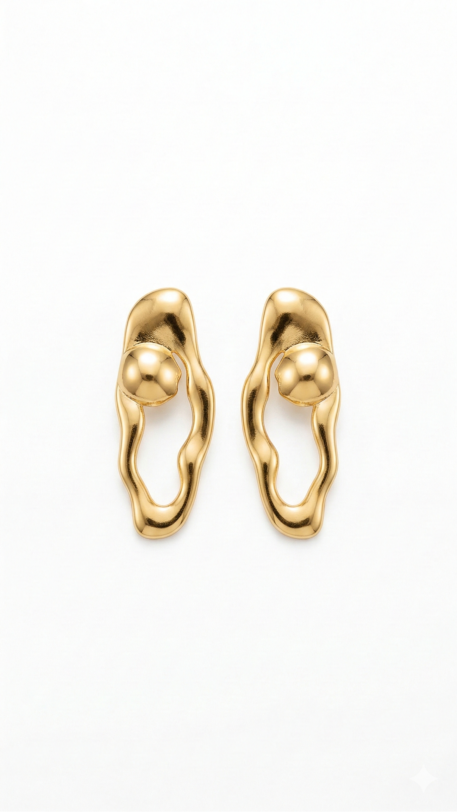 Brincos Dourados Orgânicos  Banhado a ouro 18k